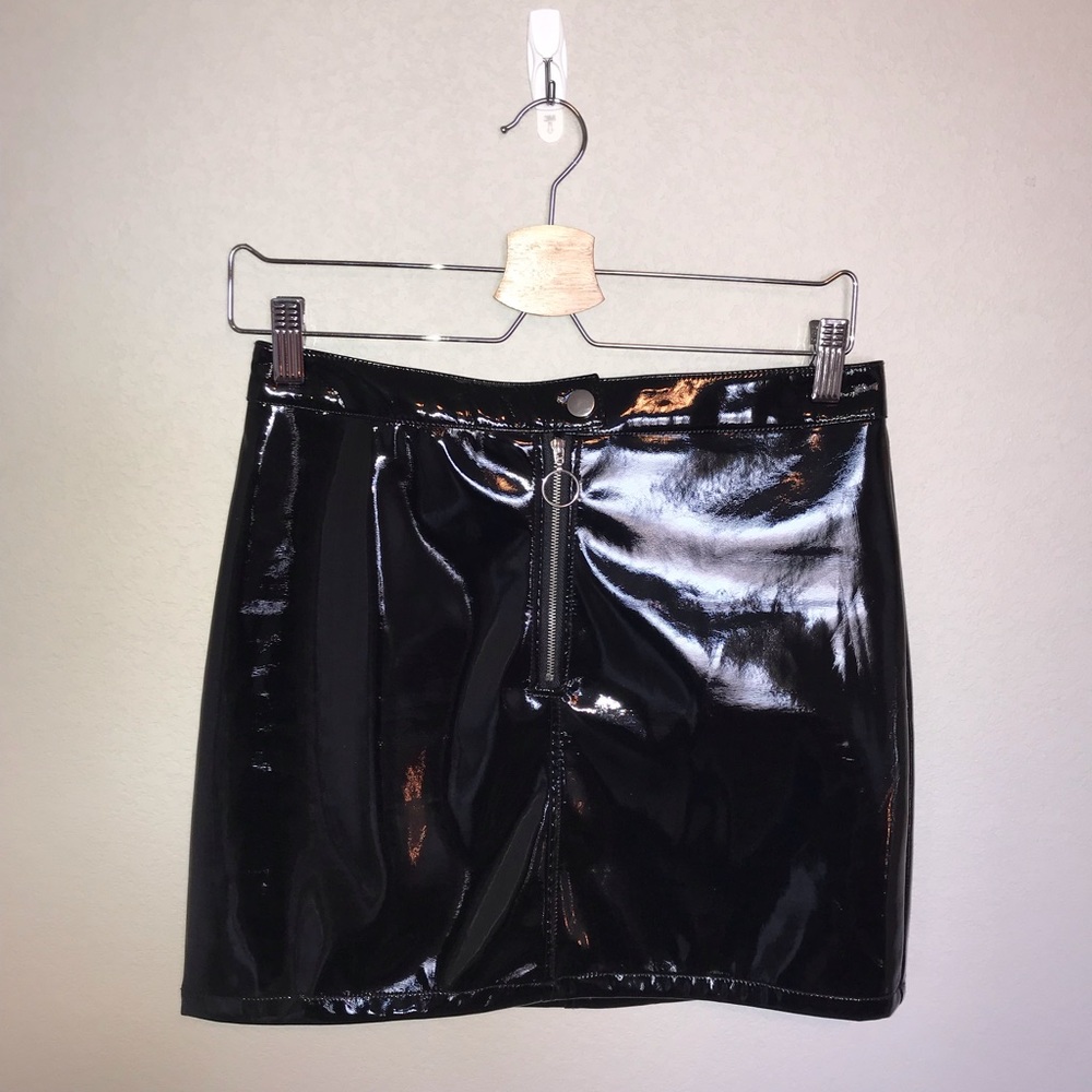 Latex mini skirt